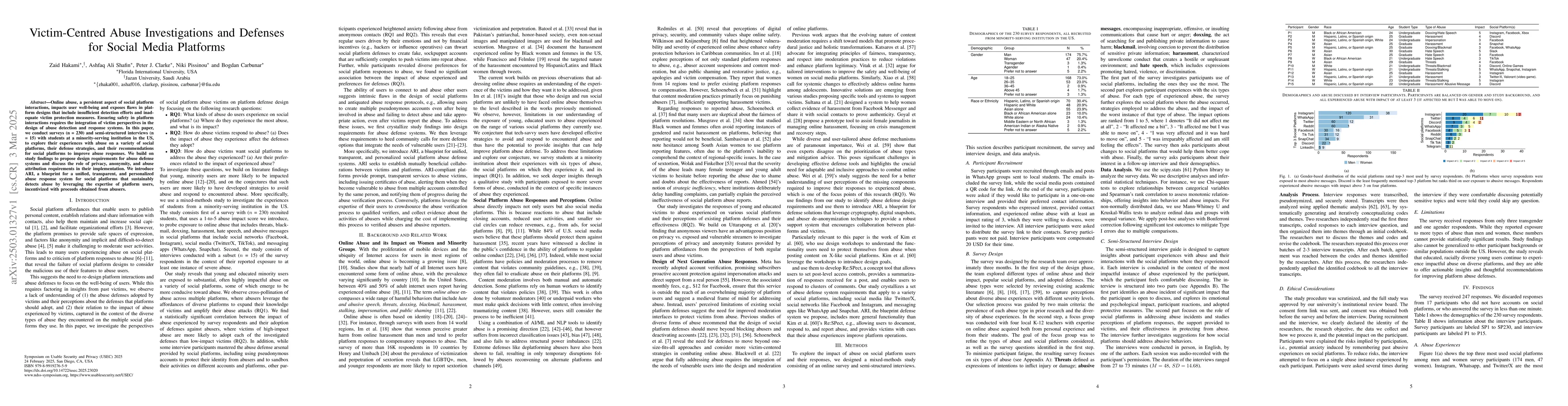 Thumbnail for Victim-Centred Abuse Investigations and Defenses for Social Media
  Platforms