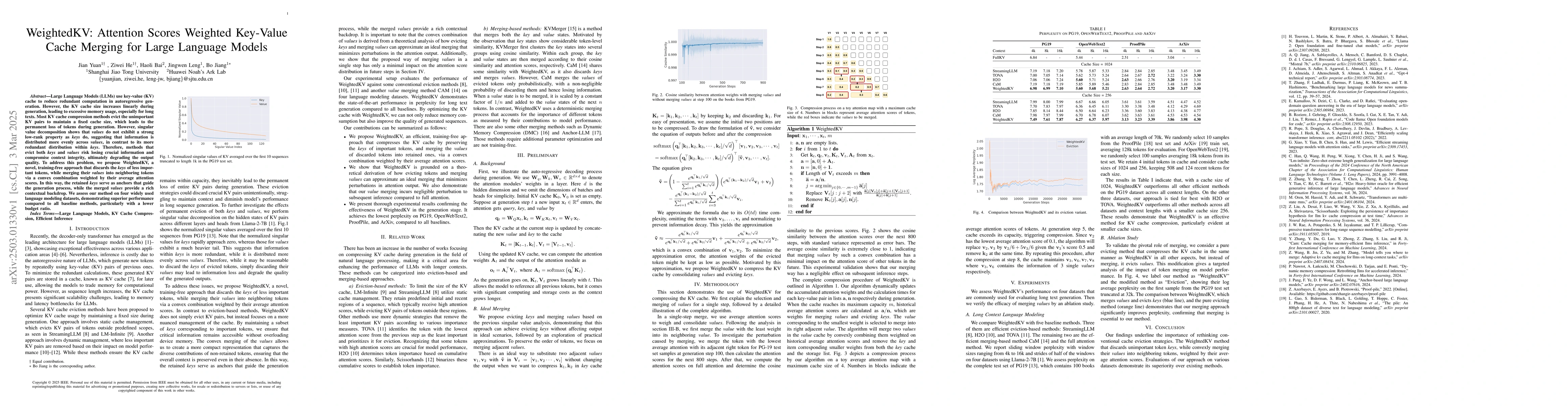 Thumbnail for WeightedKV: Attention Scores Weighted Key-Value Cache Merging for Large
  Language Models