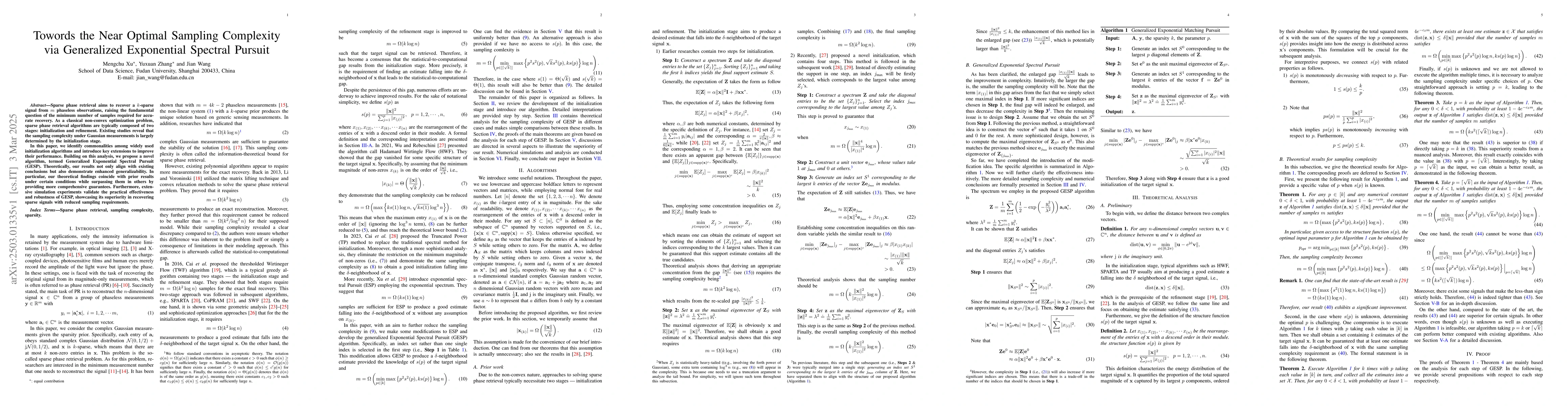 Thumbnail for Towords the Near Optimal Sampling Complexity via Generalized Exponential
  Spectral Pursuit