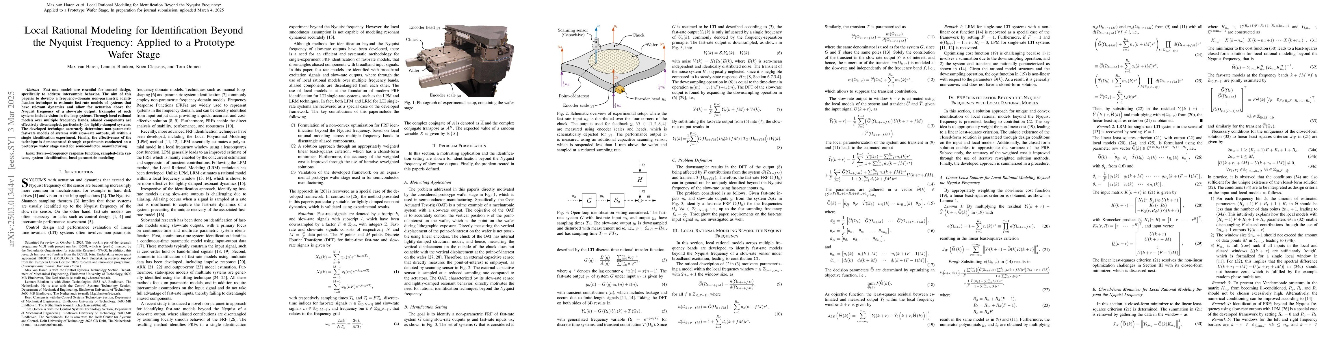 Thumbnail for Local Rational Modeling for Identification Beyond the Nyquist Frequency:
  Applied to a Prototype Wafer Stage