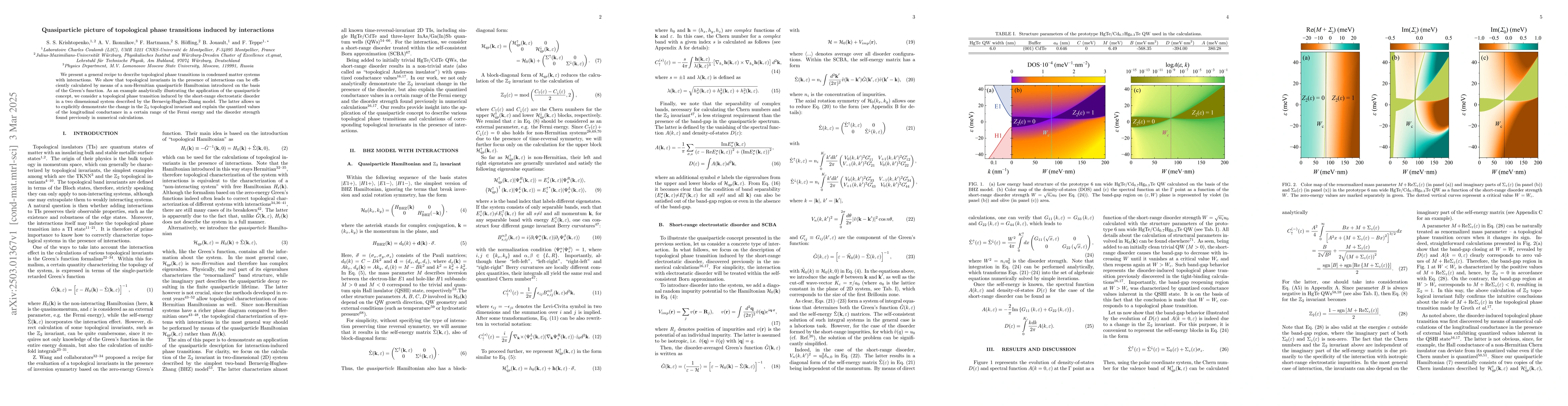 Thumbnail for Quasiparticle picture of topological phase transitions induced by
  interactions