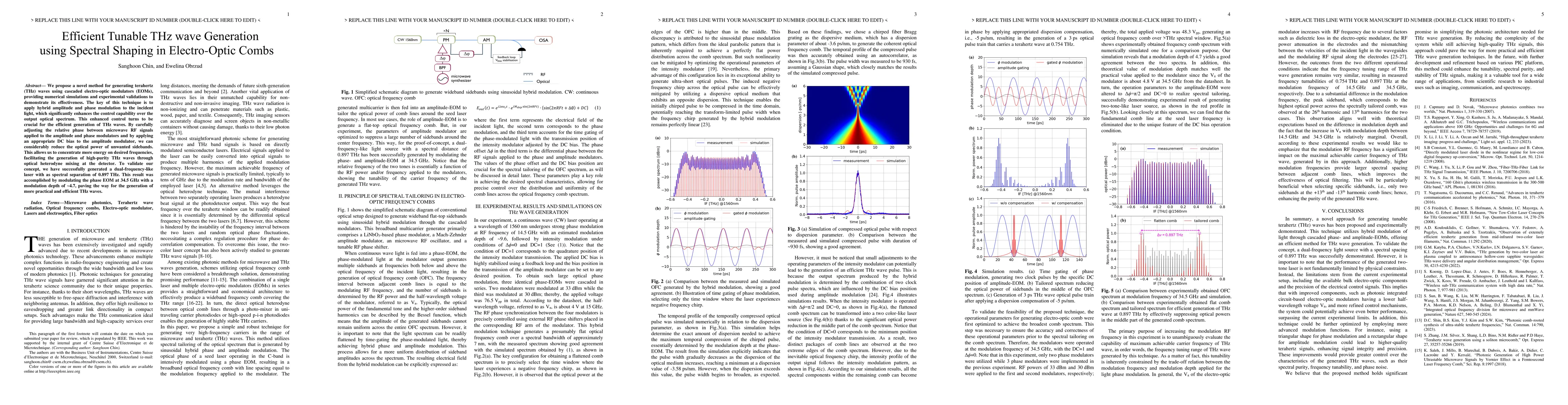 Thumbnail for Efficient Tunable THz wave generation using spectral shaping in
  electro-optic combs