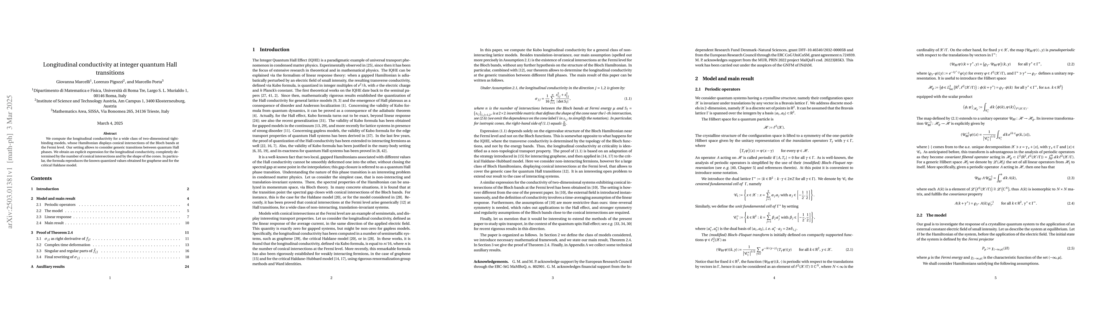 Thumbnail for Longitudinal conductivity at integer quantum Hall transitions