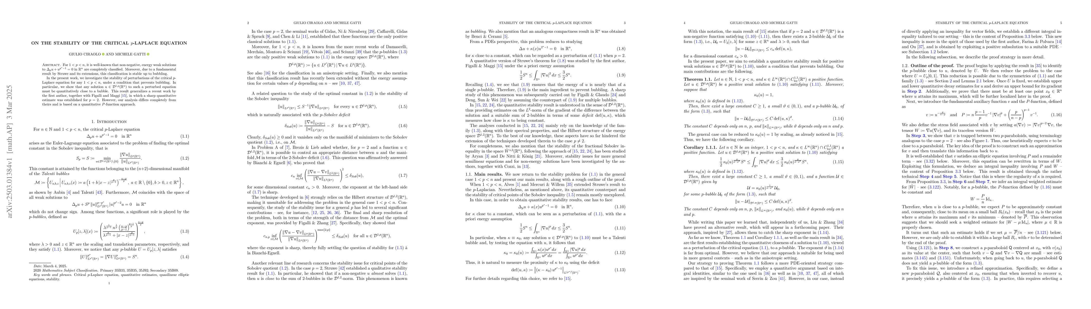 Thumbnail for On the stability of the critical $p$-Laplace equation
