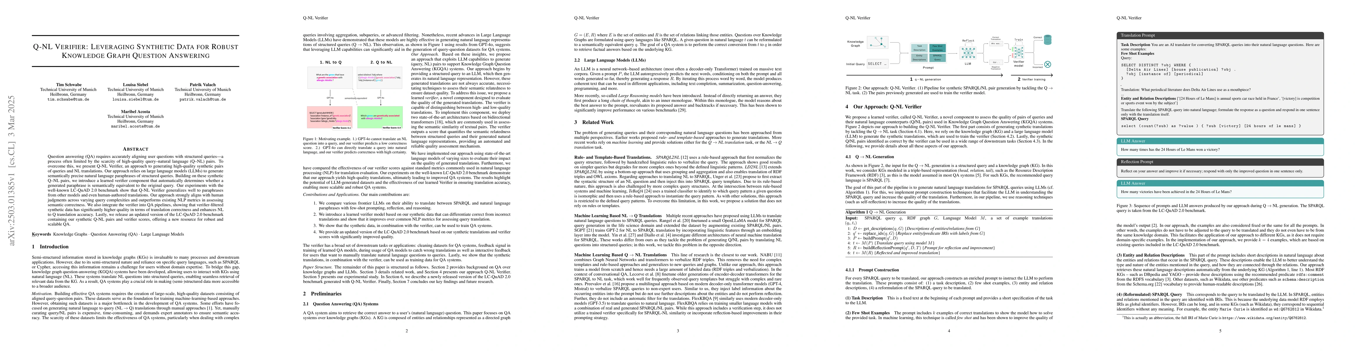 Thumbnail for Q-NL Verifier: Leveraging Synthetic Data for Robust Knowledge Graph
  Question Answering