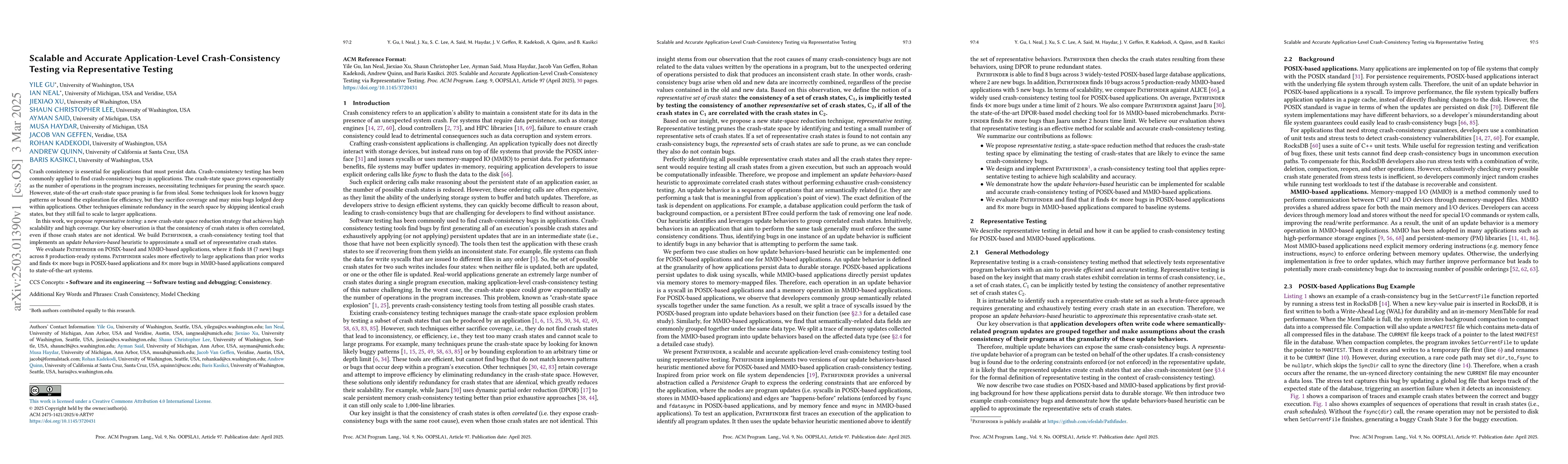 Thumbnail for Scalable and Accurate Application-Level Crash-Consistency Testing via
  Representative Testing