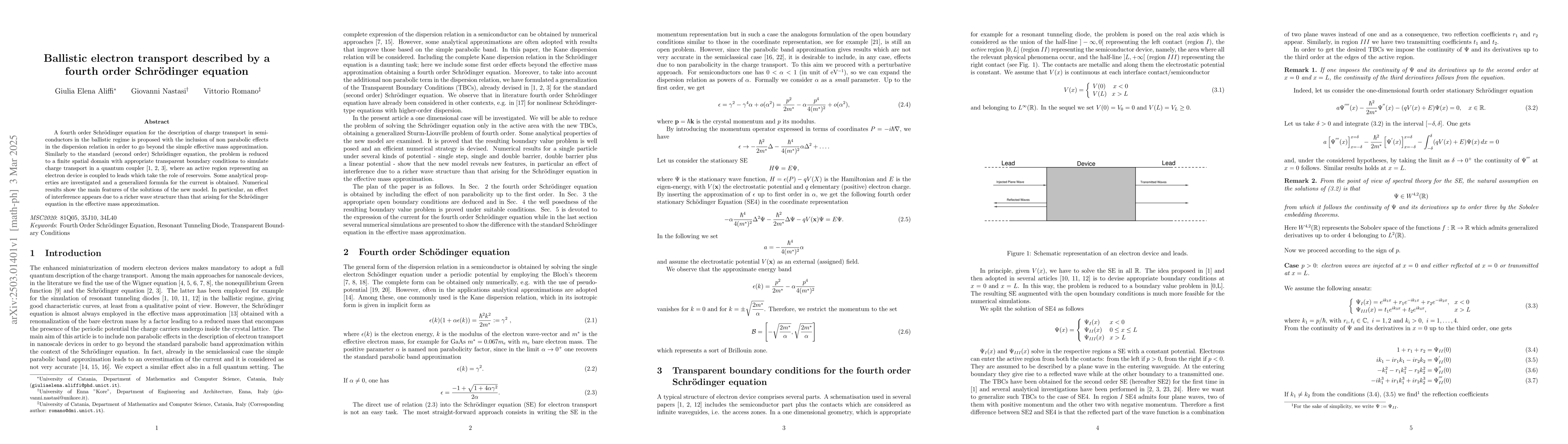 Thumbnail for Ballistic electron transport described by a fourth order Schrödinger
  equation