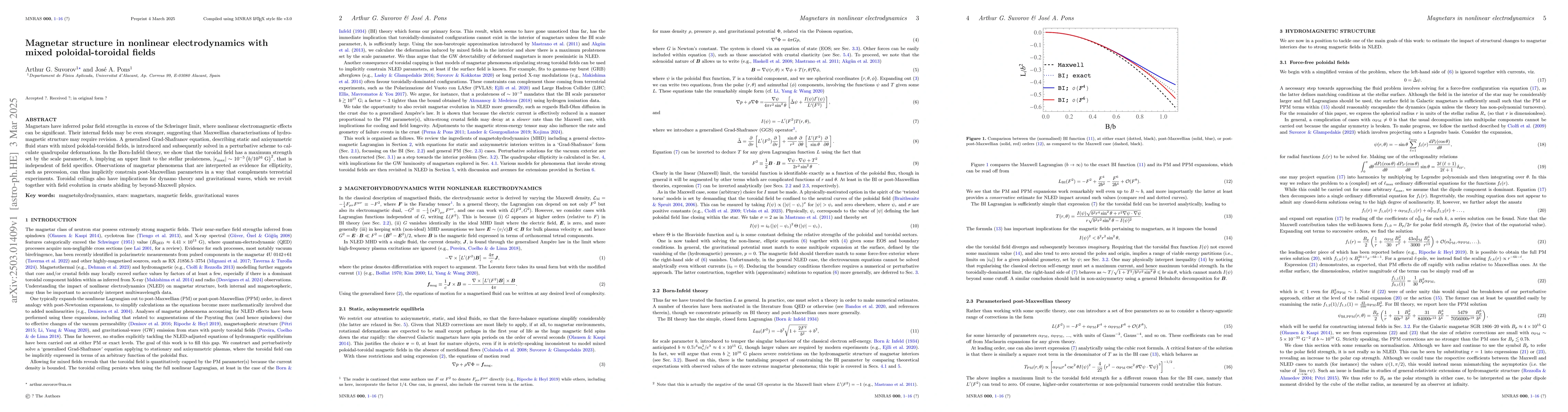 Thumbnail for Magnetar structure in nonlinear electrodynamics with mixed
  poloidal-toroidal fields