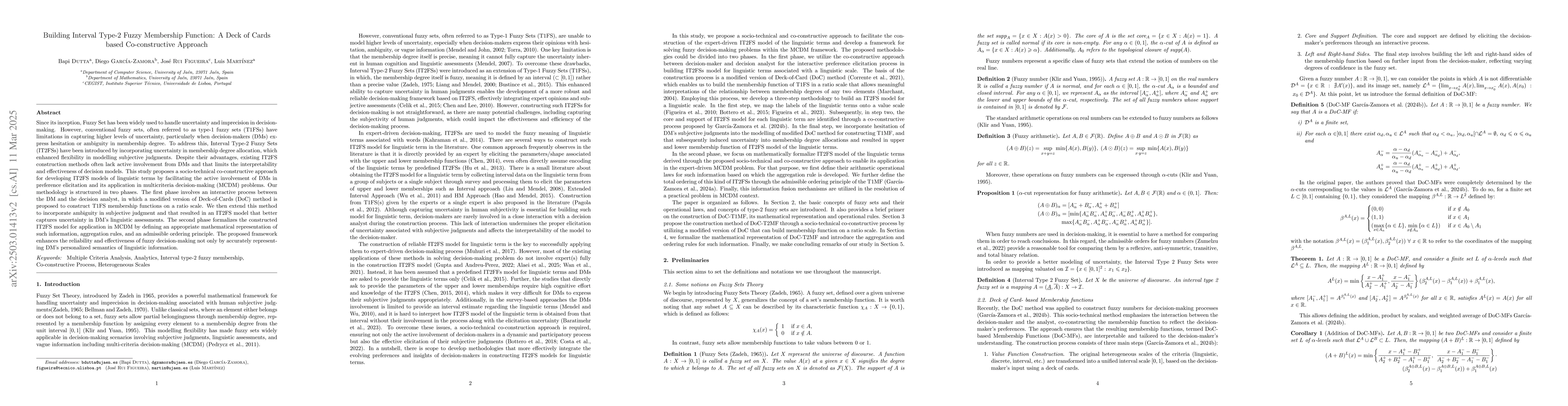 Thumbnail for Building Interval Type-2 Fuzzy Membership Function: A Deck of Cards
  based Co-constructive Approach