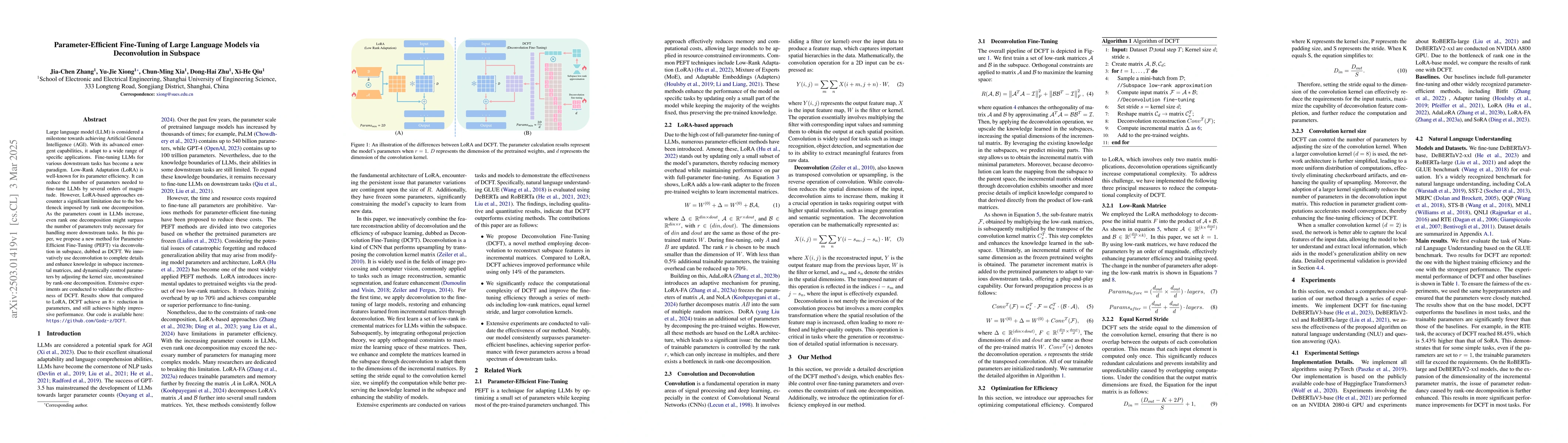 Thumbnail for Parameter-Efficient Fine-Tuning of Large Language Models via
  Deconvolution in Subspace