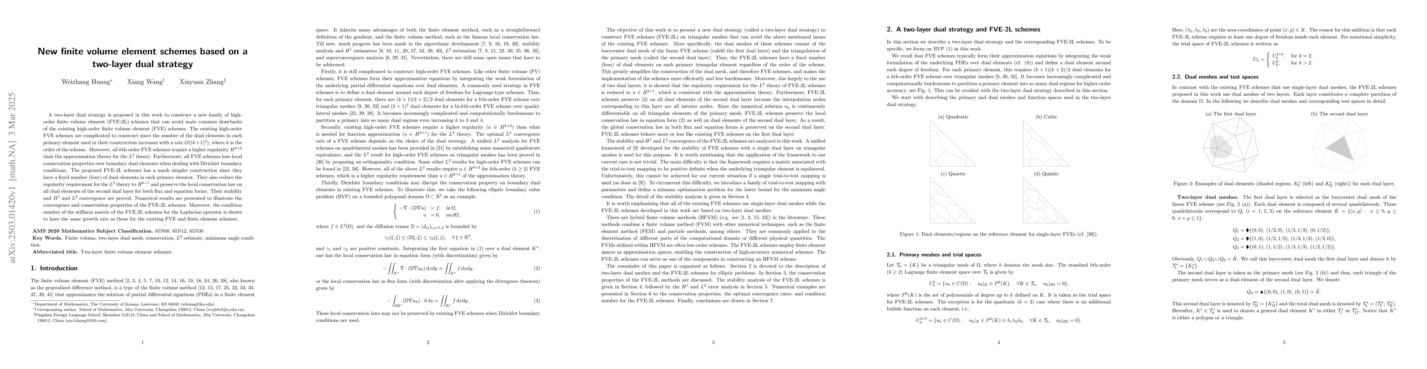 Thumbnail for New finite volume element schemes based on a two-layer dual strategy