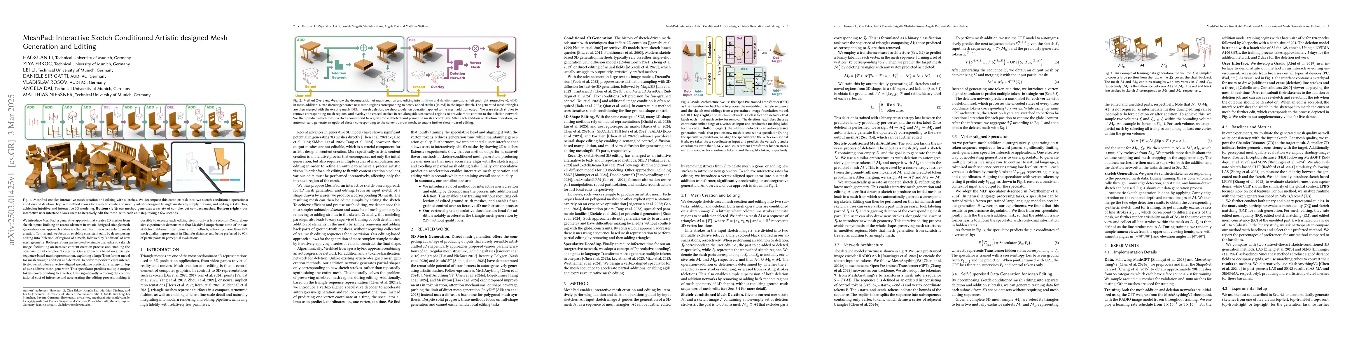 Thumbnail for MeshPad: Interactive Sketch Conditioned Artistic-designed Mesh
  Generation and Editing