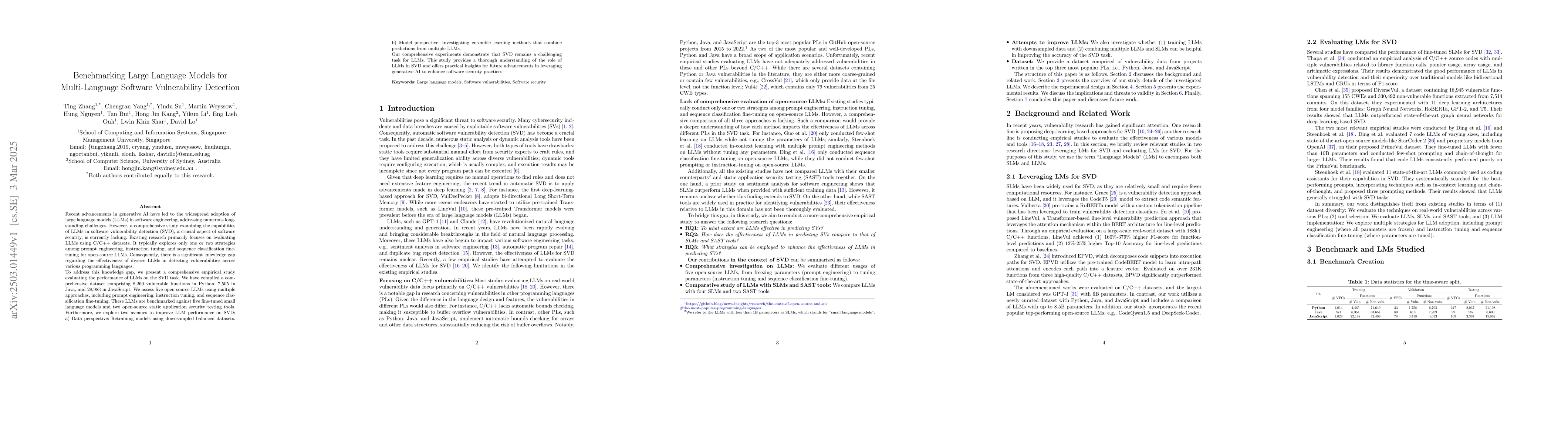 Thumbnail for Benchmarking Large Language Models for Multi-Language Software
  Vulnerability Detection