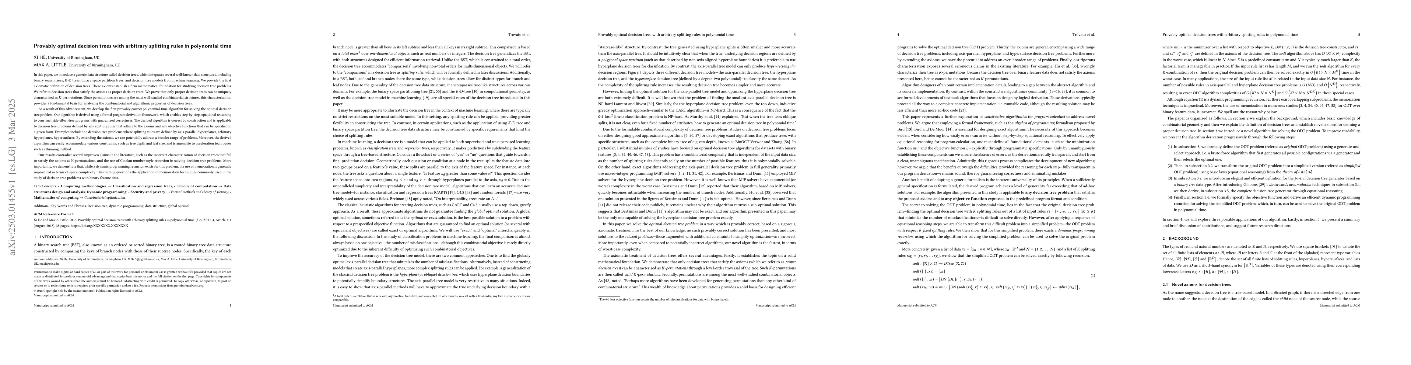 Thumbnail for Provably optimal decision trees with arbitrary splitting rules in
  polynomial time
