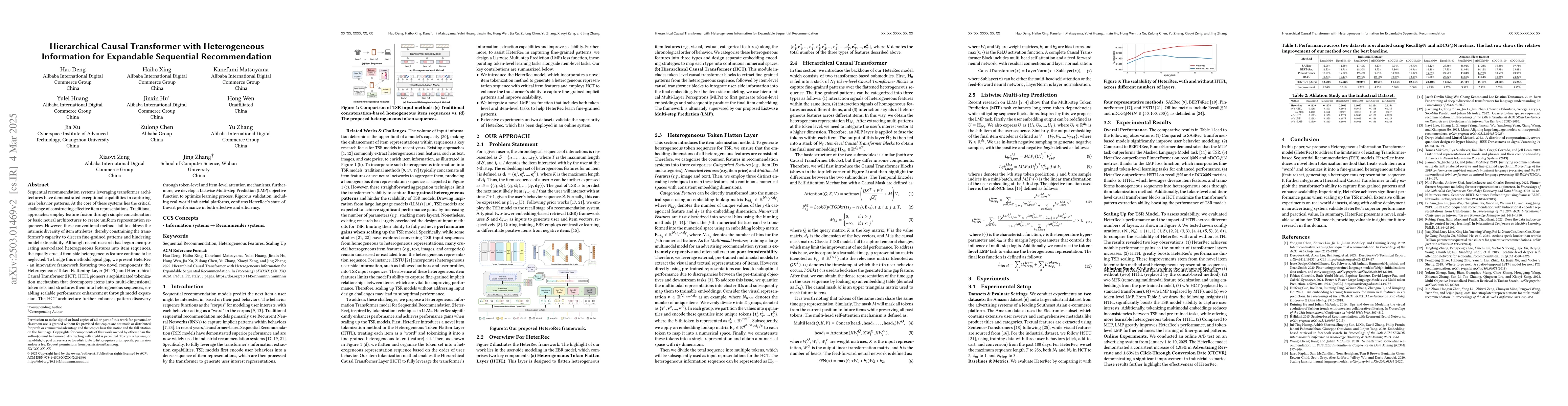 Thumbnail for Hierarchical Causal Transformer with Heterogeneous Information for
  Expandable Sequential Recommendation