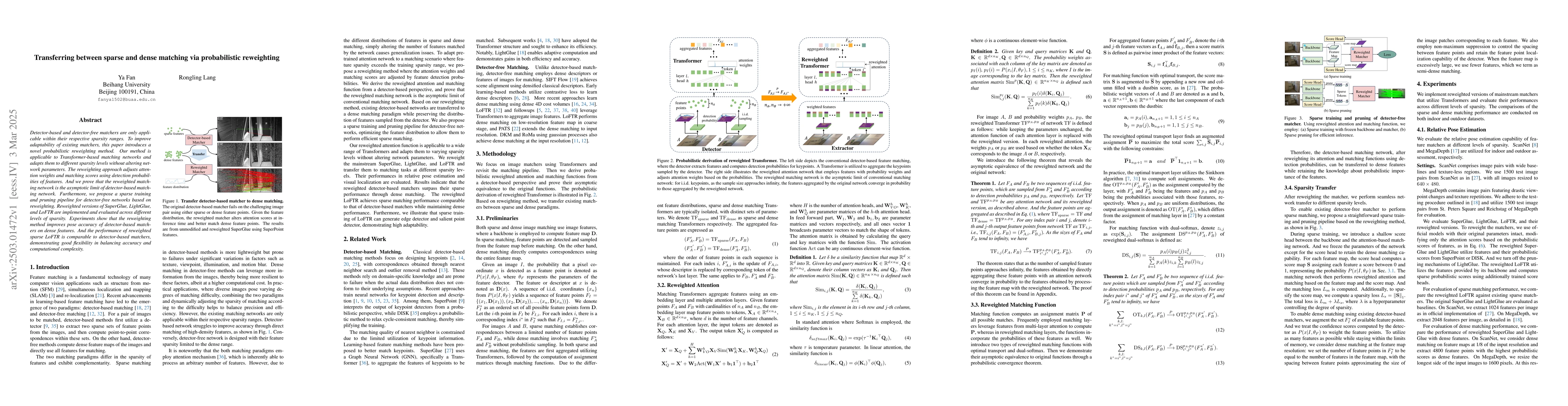 Thumbnail for Transferring between sparse and dense matching via probabilistic
  reweighting