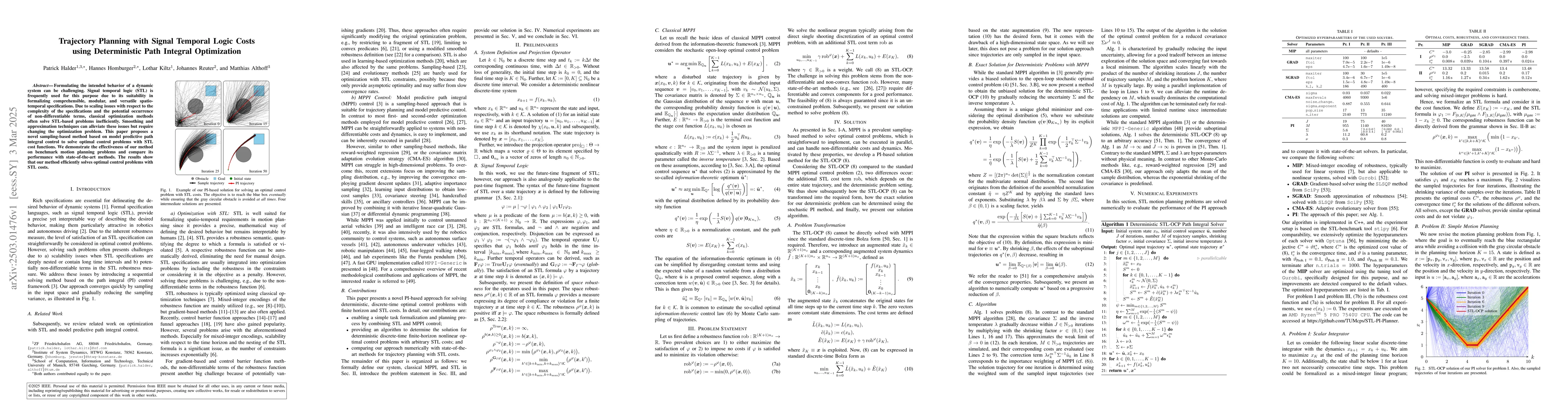 Thumbnail for Trajectory Planning with Signal Temporal Logic Costs using Deterministic
  Path Integral Optimization