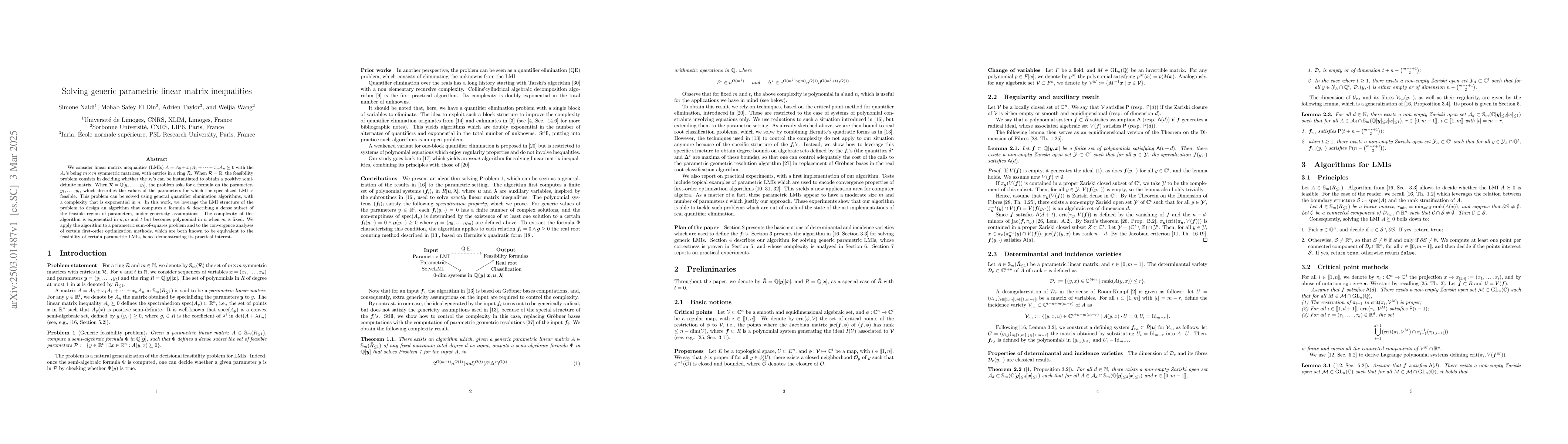 Thumbnail for Solving generic parametric linear matrix inequalities
