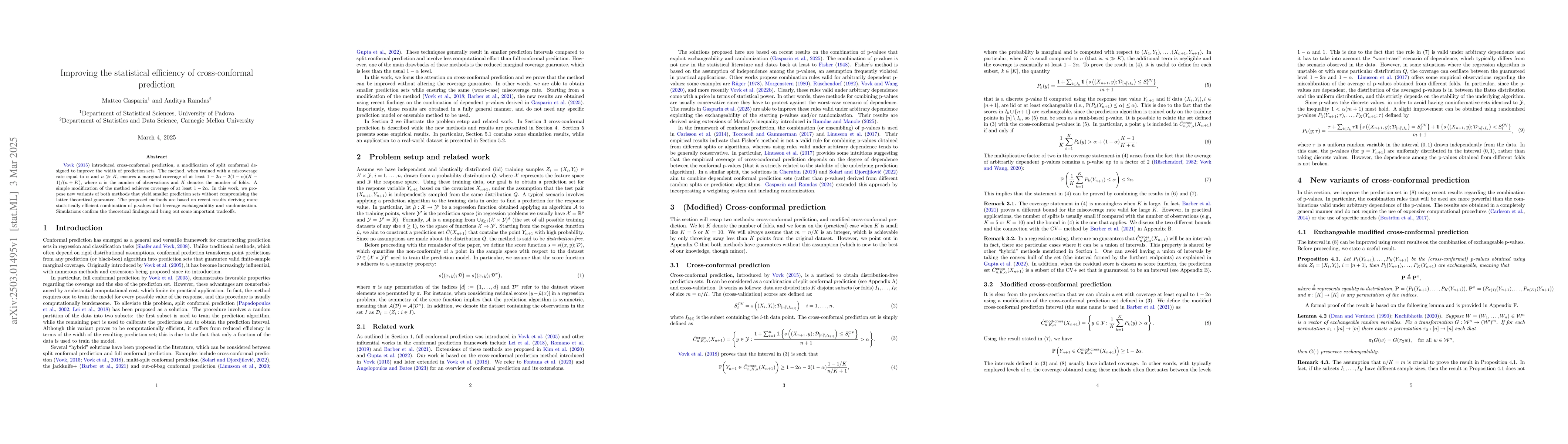 Thumbnail for Improving the statistical efficiency of cross-conformal prediction