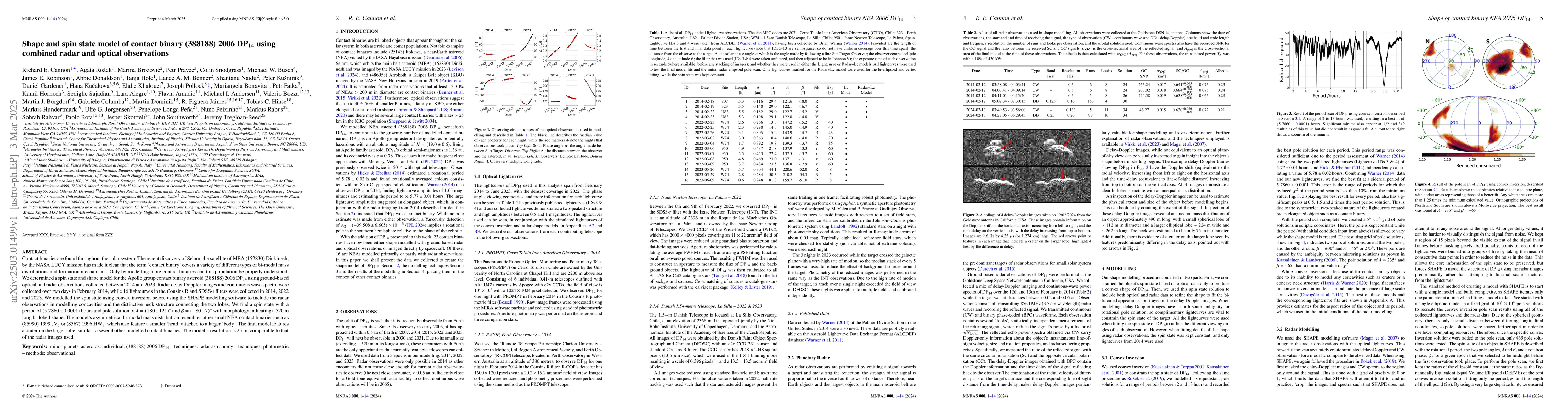 Thumbnail for Shape and spin state model of contact binary (388188) 2006 DP14 using
  combined radar and optical observations