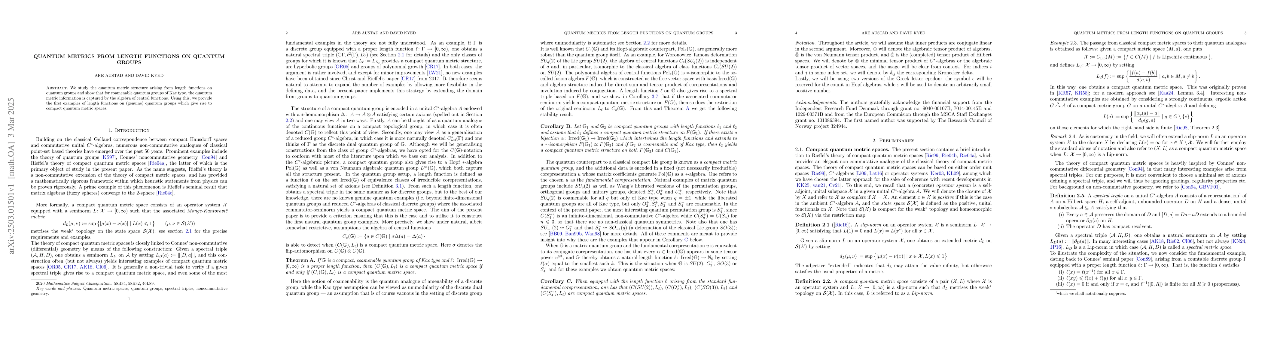 Thumbnail for Quantum metrics from length functions on quantum groups