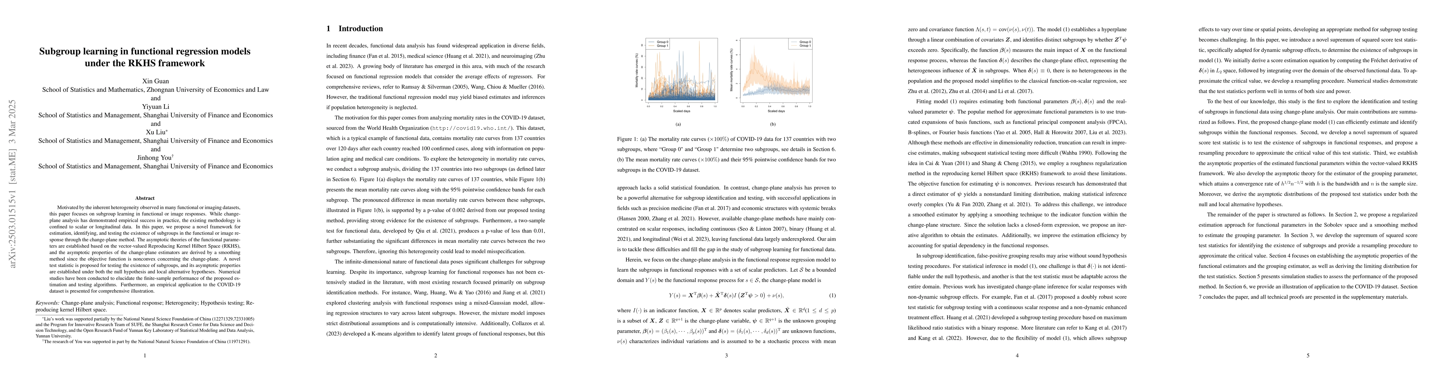 Thumbnail for Subgroup learning in functional regression models under the RKHS
  framework