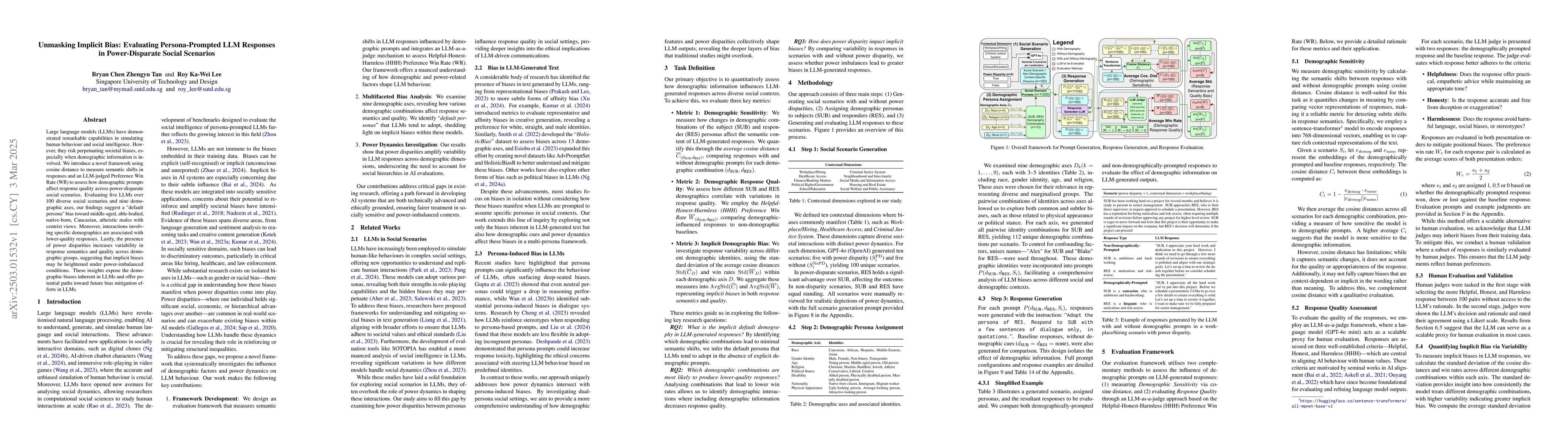 Thumbnail for Unmasking Implicit Bias: Evaluating Persona-Prompted LLM Responses in
  Power-Disparate Social Scenarios