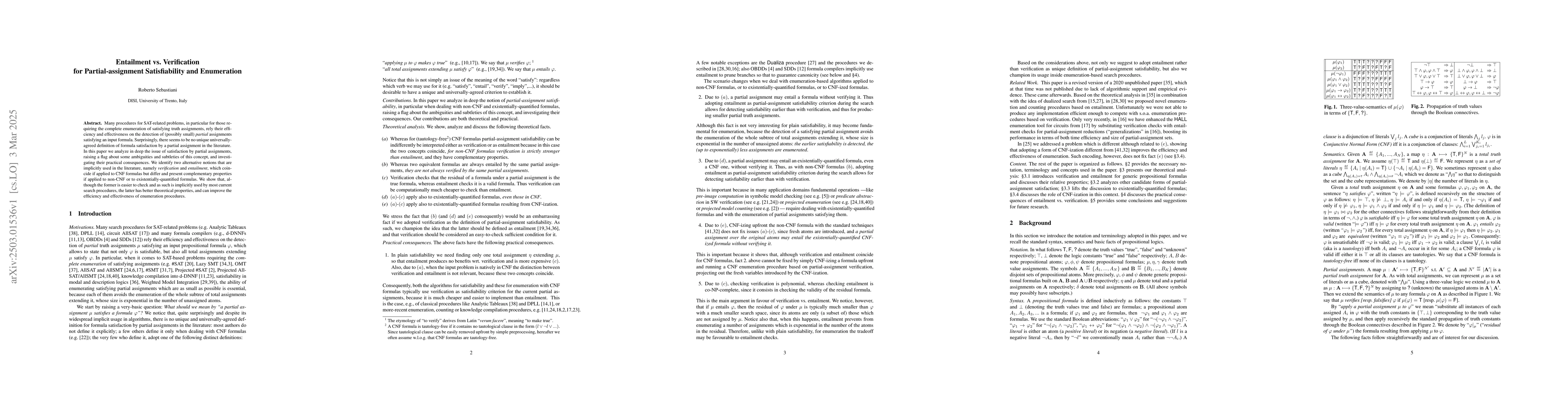 Thumbnail for Entailment vs. Verification for Partial-assignment Satisfiability and
  Enumeration