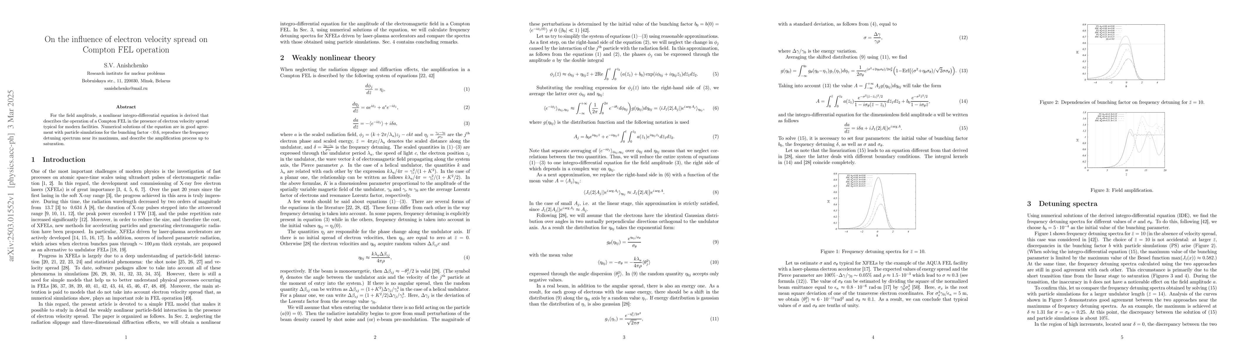 Thumbnail for On the influence of electron velocity spread on Compton FEL operation