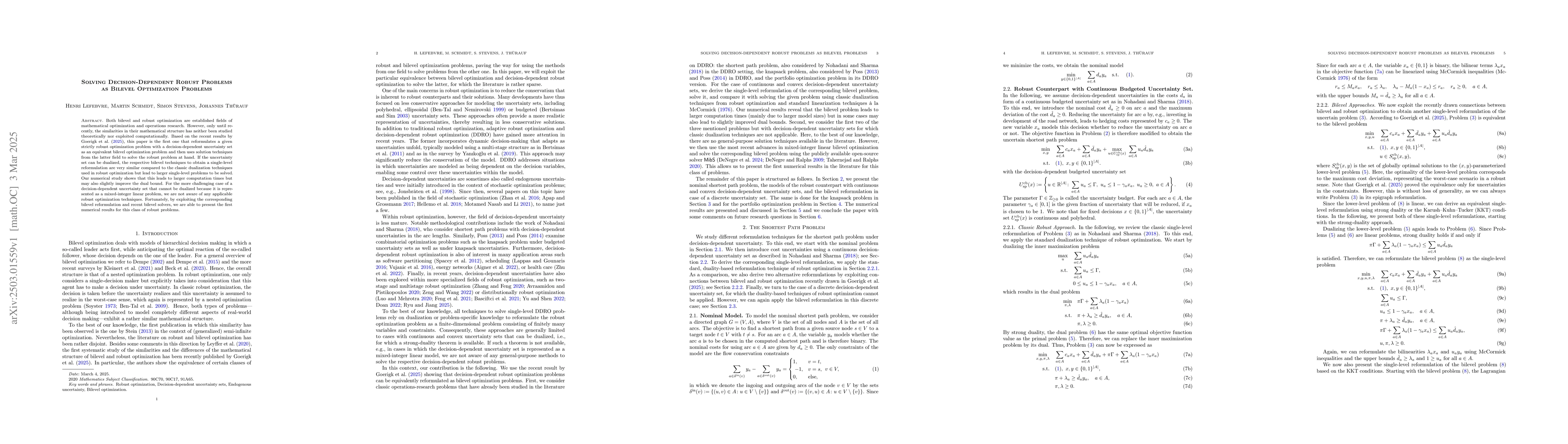 Thumbnail for Solving Decision-Dependent Robust Problems as Bilevel Optimization
  Problems