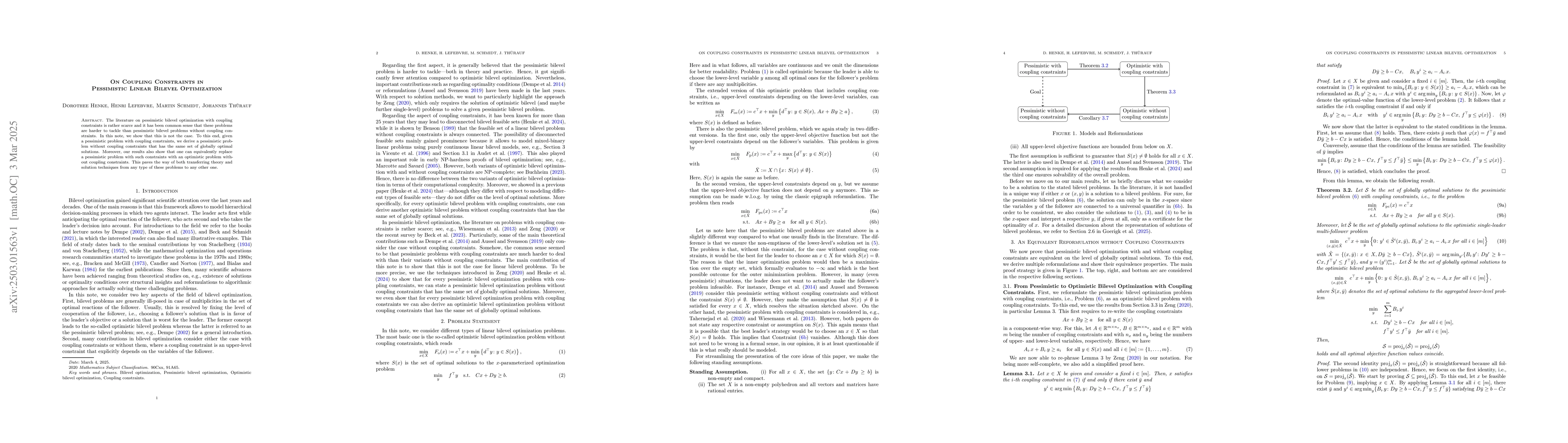 Thumbnail for On Coupling Constraints in Pessimistic Linear Bilevel Optimization