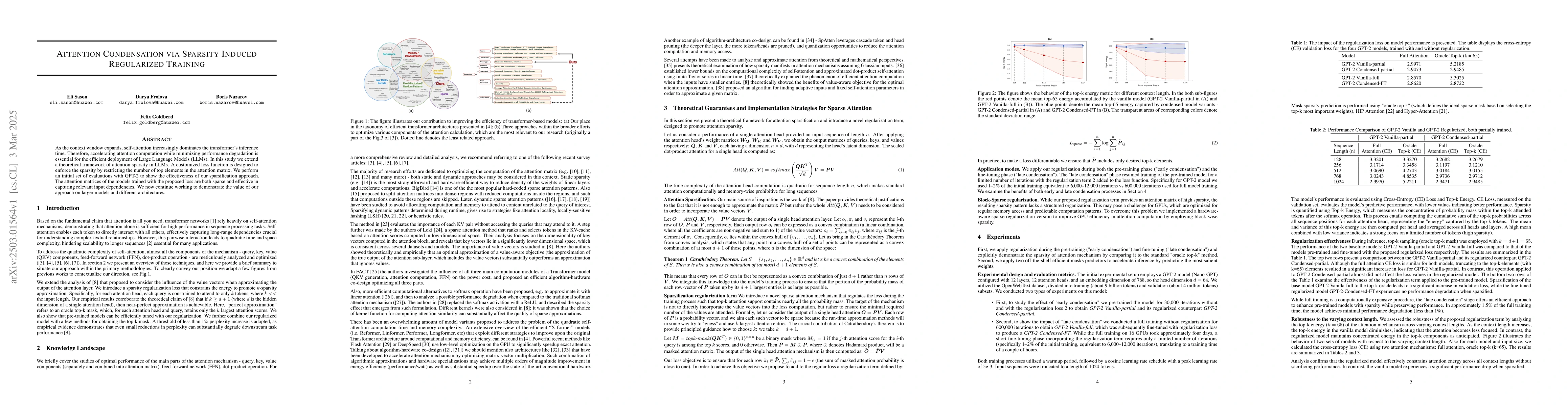 Thumbnail for Attention Condensation via Sparsity Induced Regularized Training