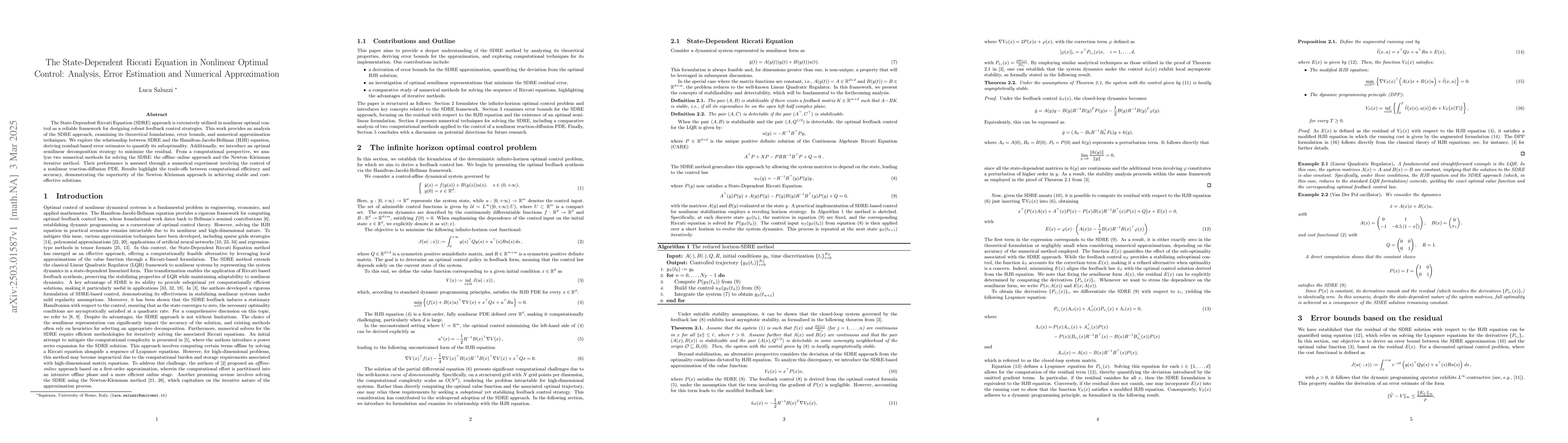 Thumbnail for The State-Dependent Riccati Equation in Nonlinear Optimal Control:
  Analysis, Error Estimation and Numerical Approximation