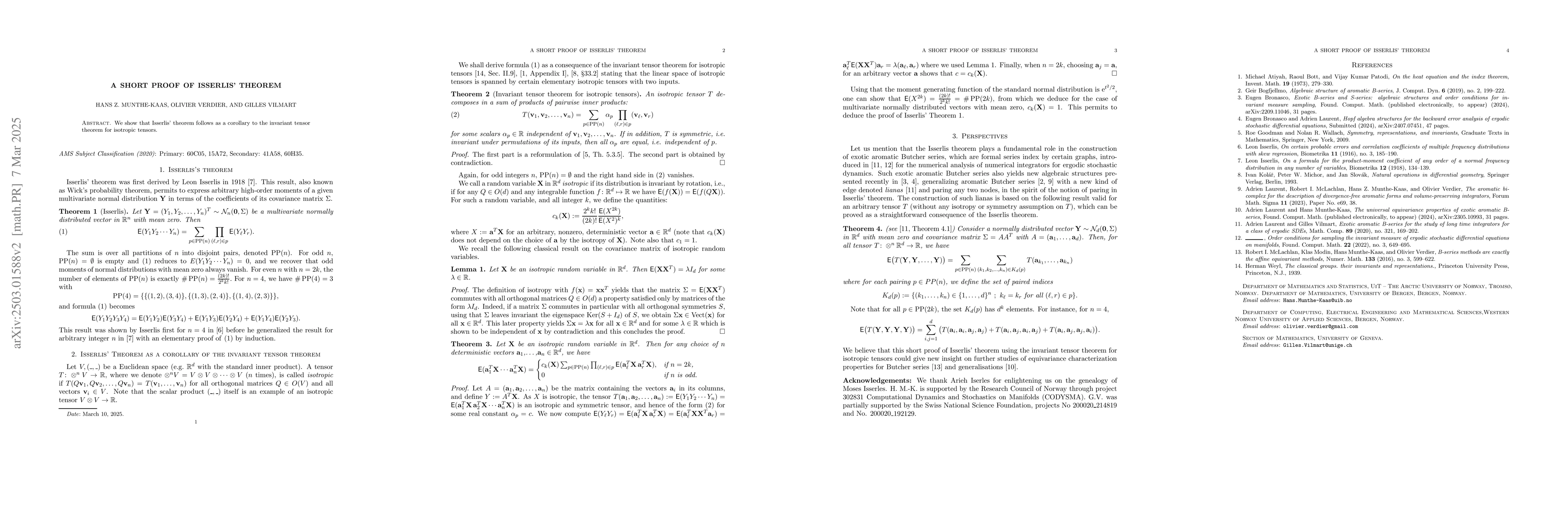 Thumbnail for A short proof of Isserlis' theorem