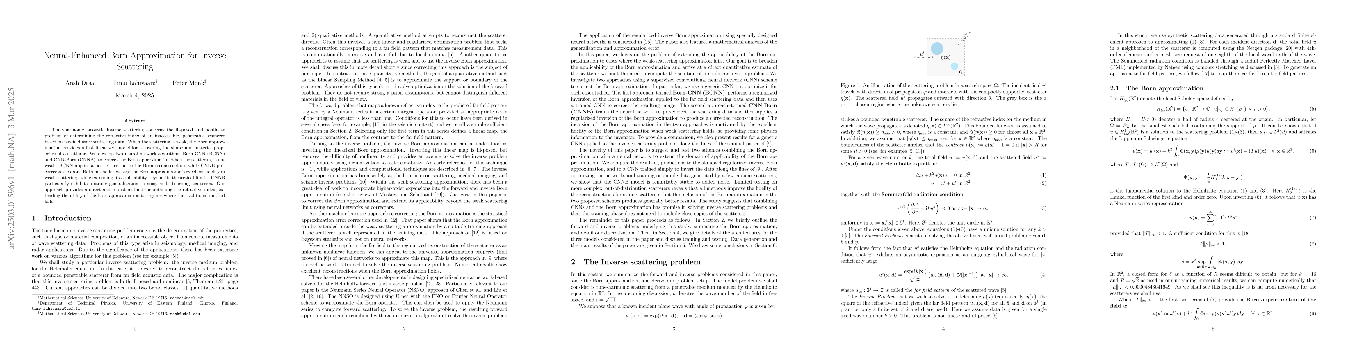 Thumbnail for Neural-Enhanced Born Approximation for Inverse Scattering