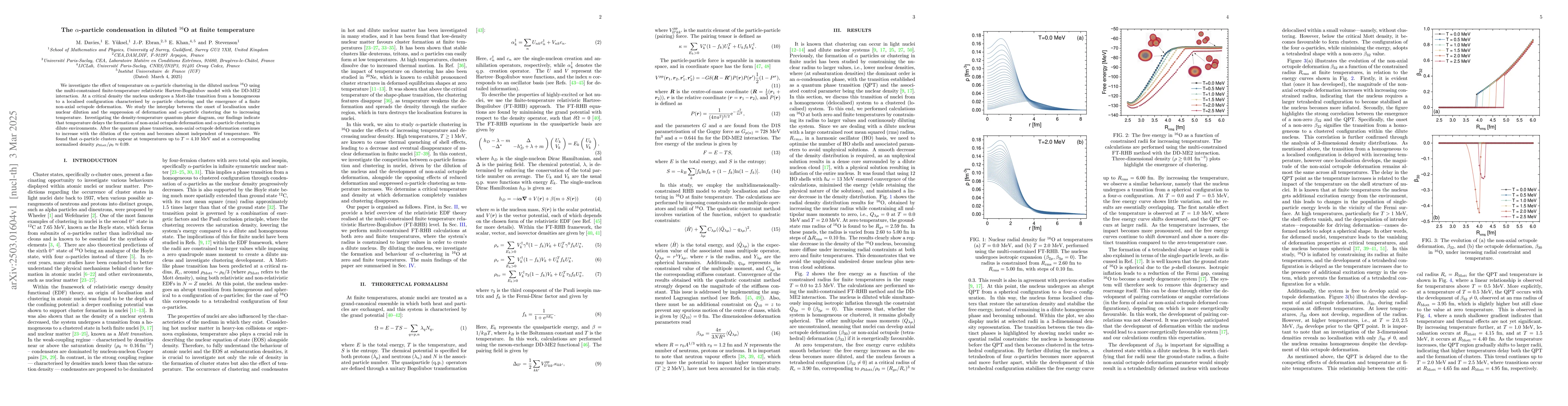 Thumbnail for The $α$-particle condensation in diluted $^{16}\text{O}$ at finite
  temperature
