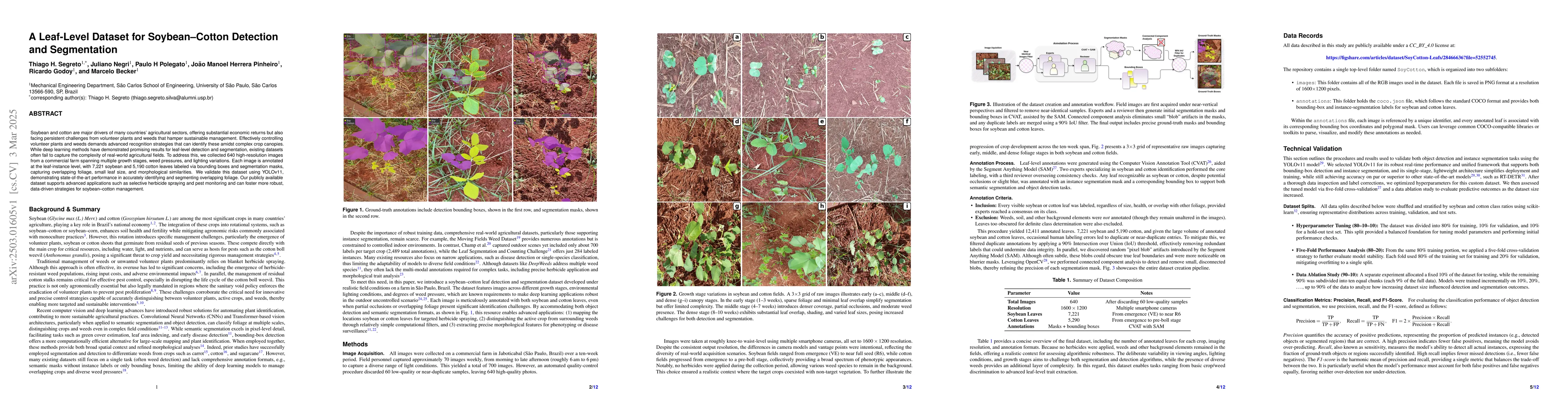 Thumbnail for A Leaf-Level Dataset for Soybean-Cotton Detection and Segmentation