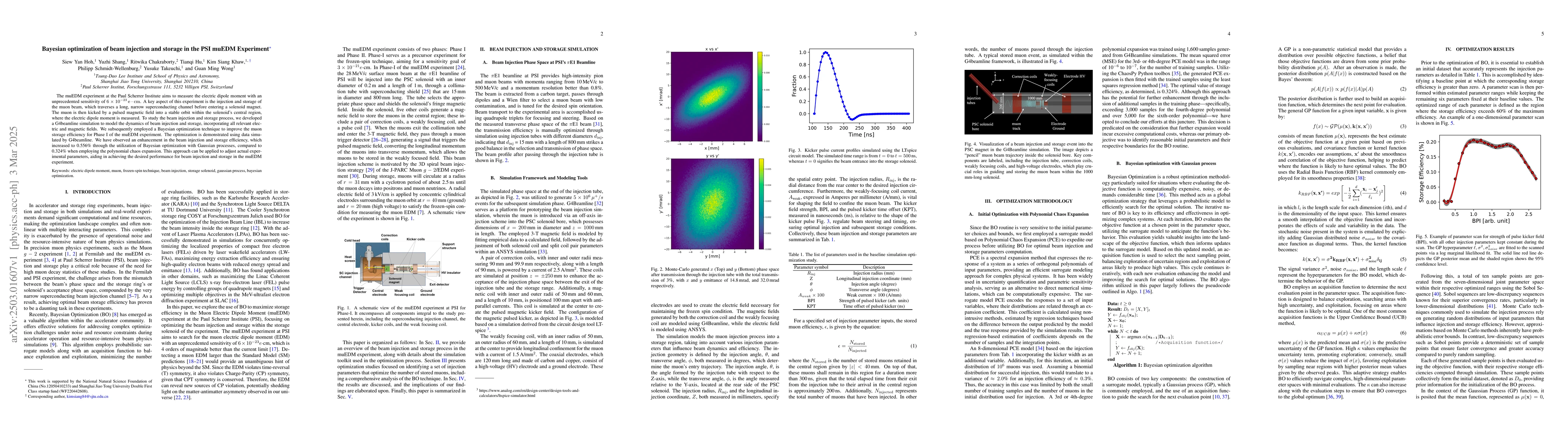 Thumbnail for Bayesian optimization of beam injection and storage in the PSI muEDM
  Experiment