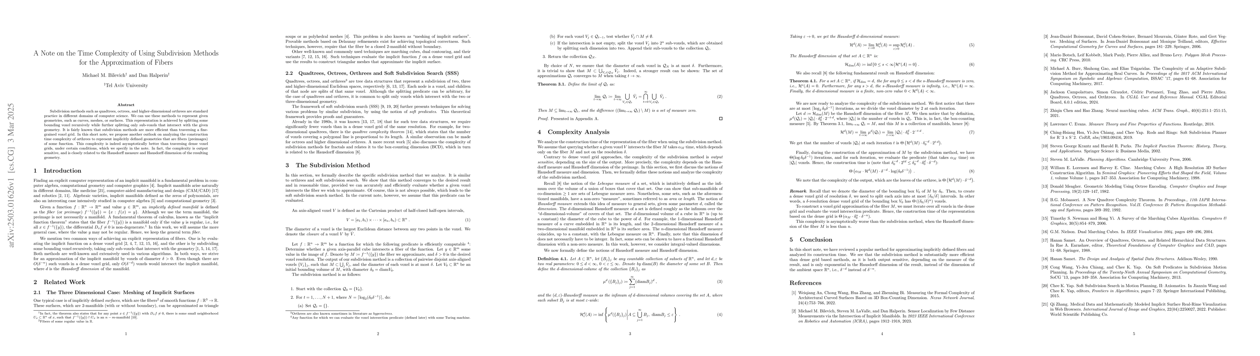Thumbnail for A Note on the Time Complexity of Using Subdivision Methods for the
  Approximation of Fibers