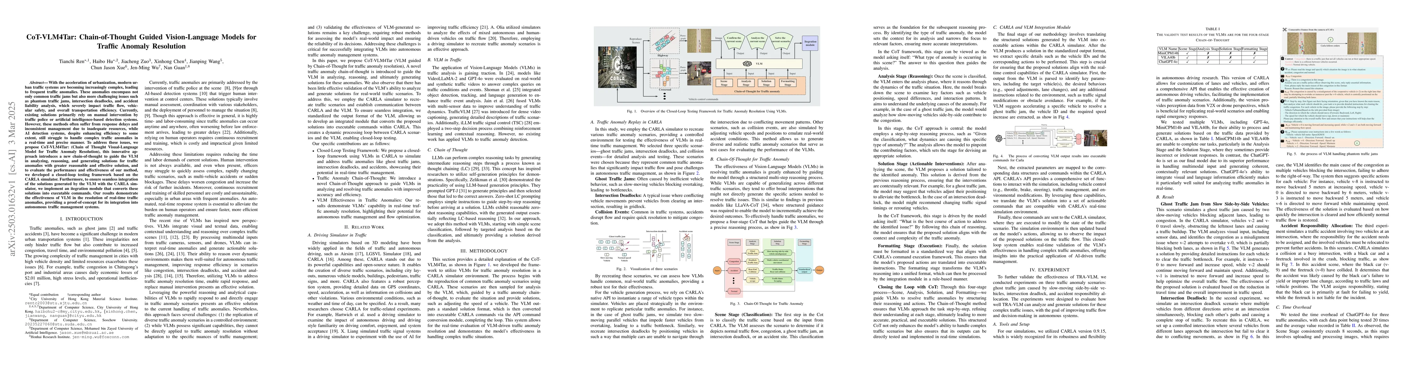 Thumbnail for CoT-VLM4Tar: Chain-of-Thought Guided Vision-Language Models for Traffic
  Anomaly Resolution