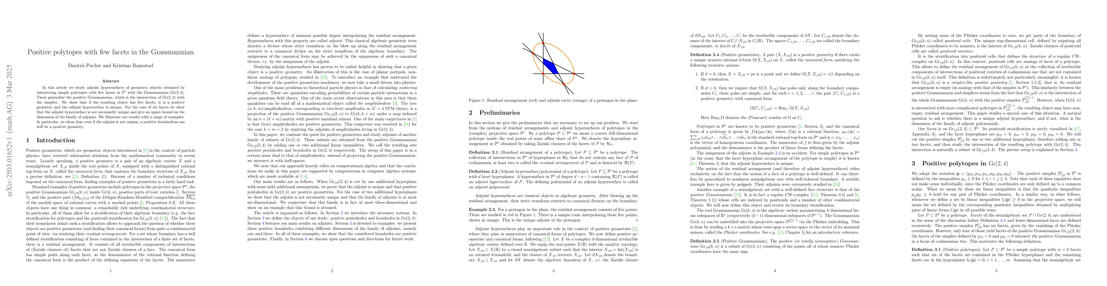 Thumbnail for Positive Polytopes with Few Facets in the Grassmannian