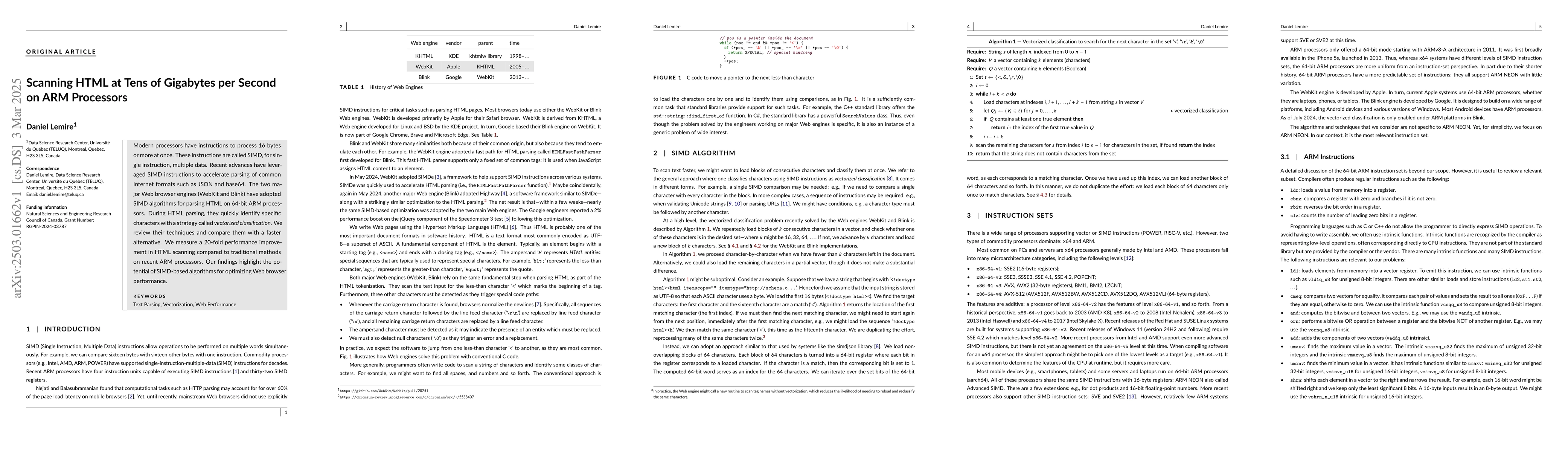 Thumbnail for Scanning HTML at Tens of Gigabytes per Second on ARM Processors