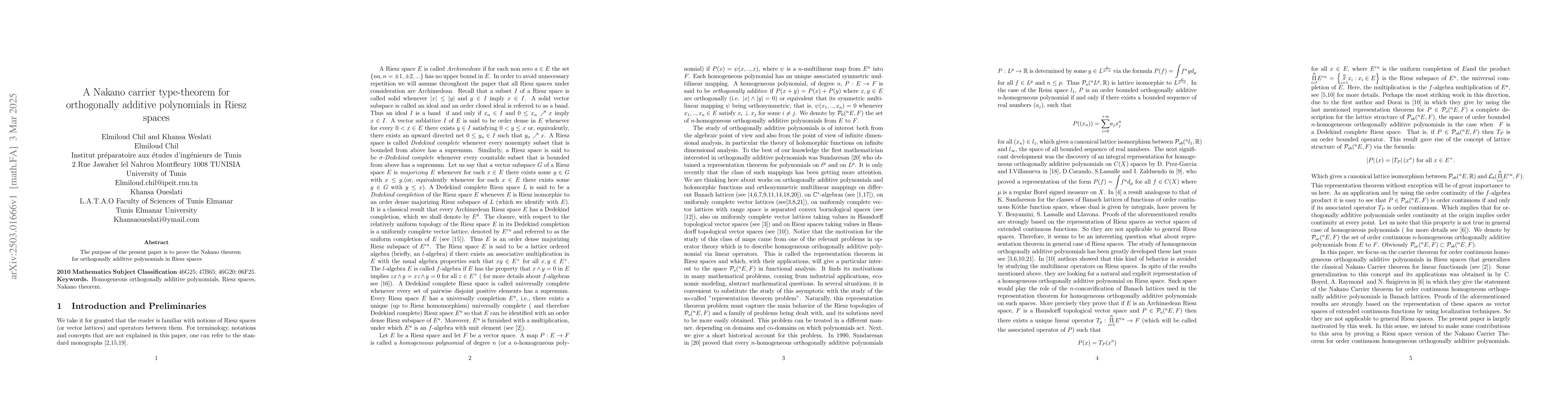 Thumbnail for A Nakano carrier type-theorem for orthogonally additive polynomials in
  Riesz spaces