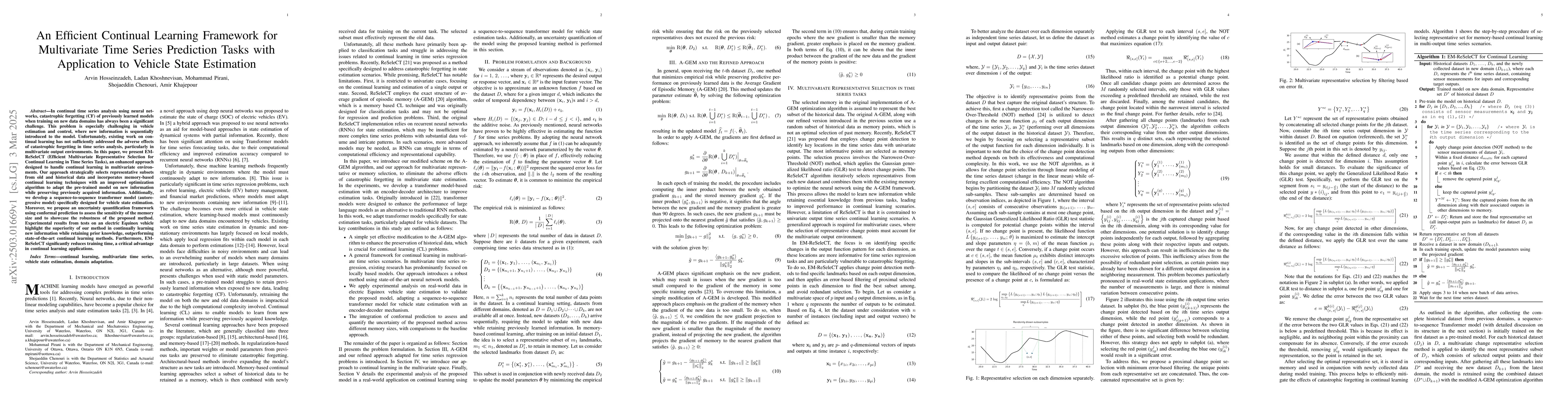 Thumbnail for An Efficient Continual Learning Framework for Multivariate Time Series
  Prediction Tasks with Application to Vehicle State Estimation