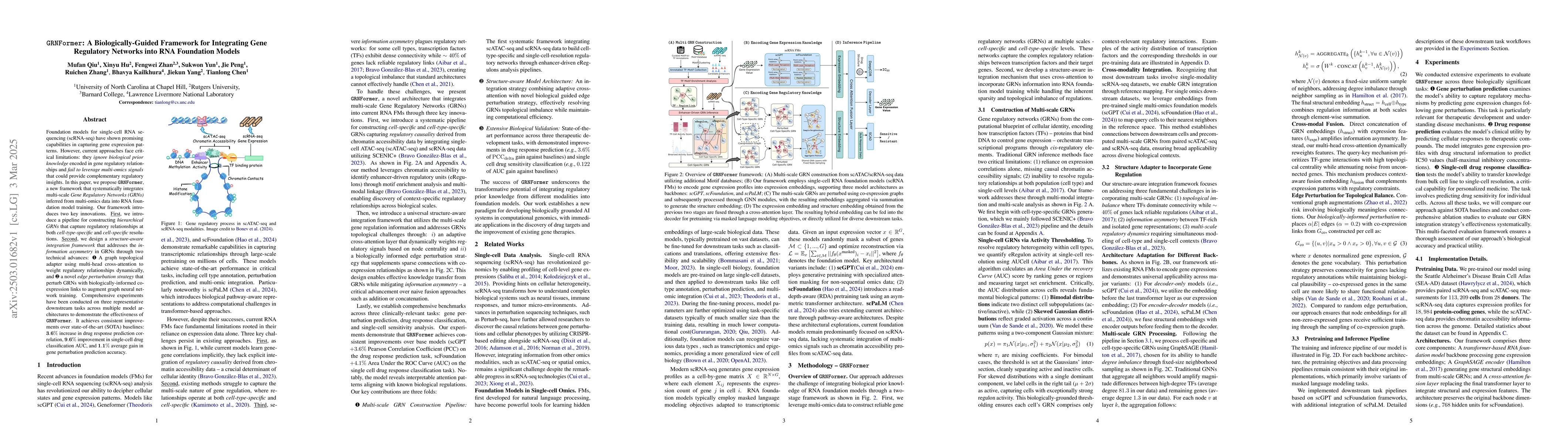 Thumbnail for GRNFormer: A Biologically-Guided Framework for Integrating Gene
  Regulatory Networks into RNA Foundation Models