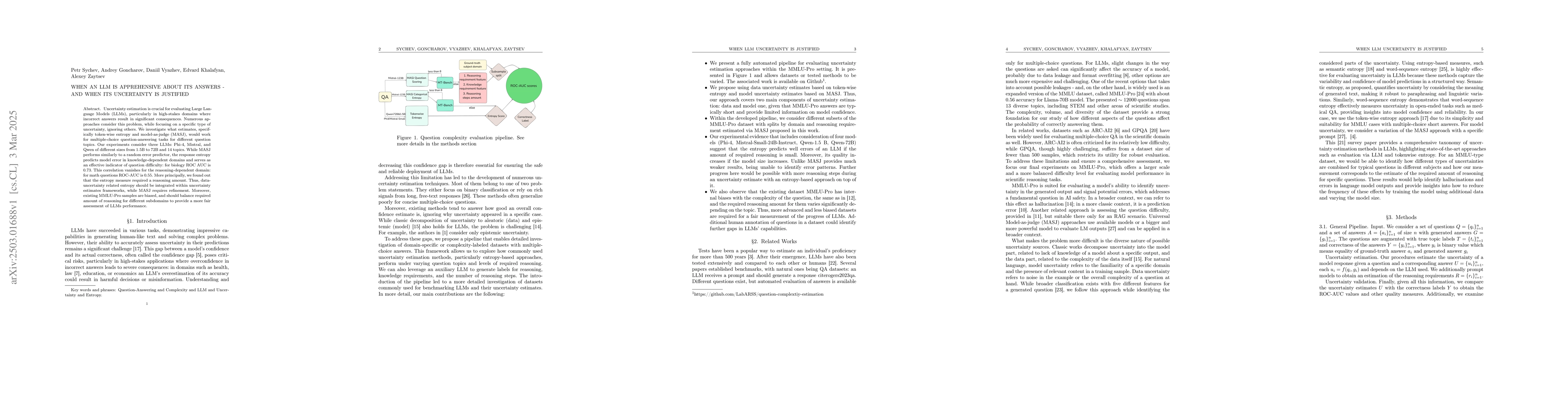 Thumbnail for When an LLM is apprehensive about its answers -- and when its
  uncertainty is justified
