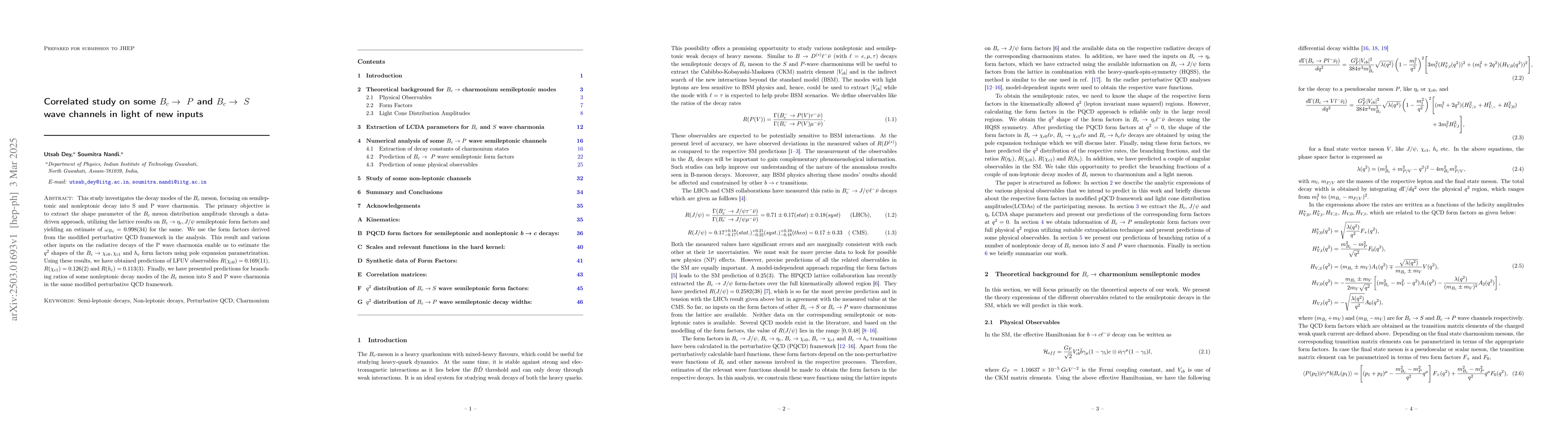 Thumbnail for Correlated study on some $B_{c}\rightarrow \text{ }P$ and
  $B_{c}\rightarrow\text{ }S$ wave channels in light of new inputs