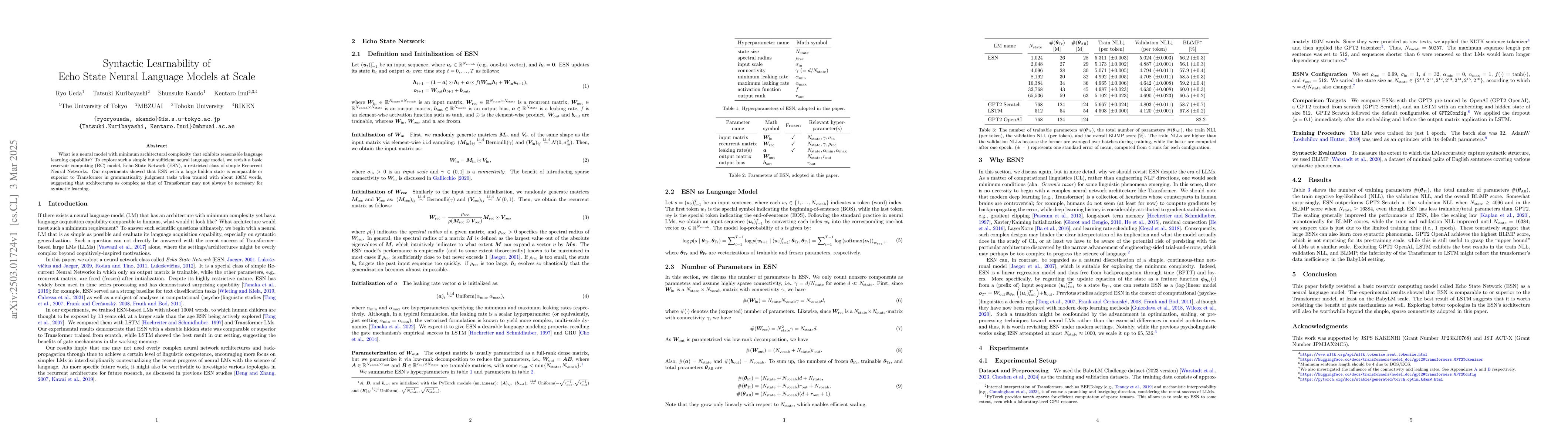 Thumbnail for Syntactic Learnability of Echo State Neural Language Models at Scale