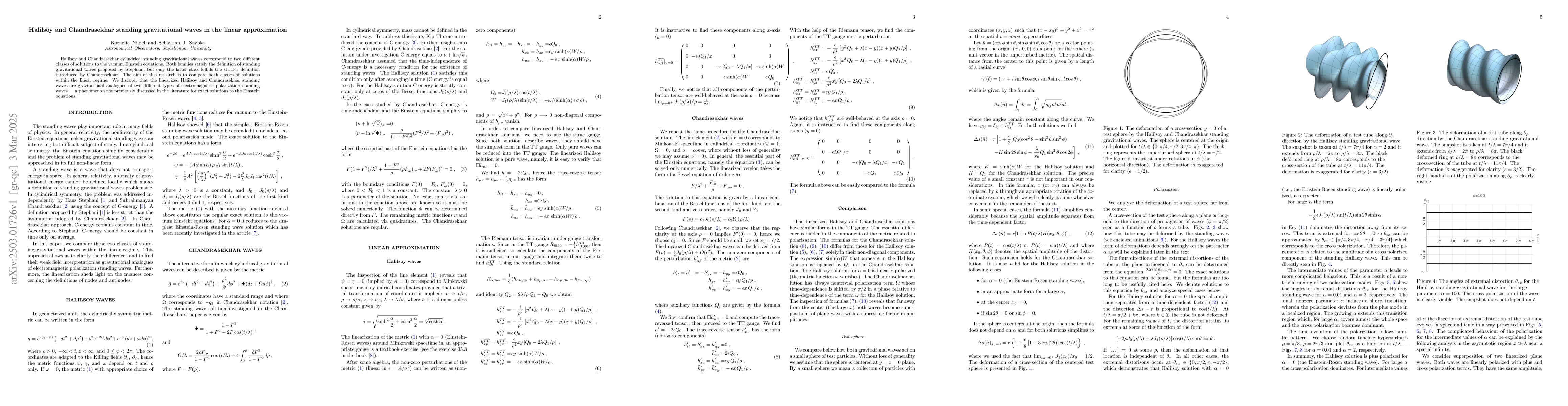 Thumbnail for Halilsoy and Chandrasekhar standing gravitational waves in the linear
  approximation