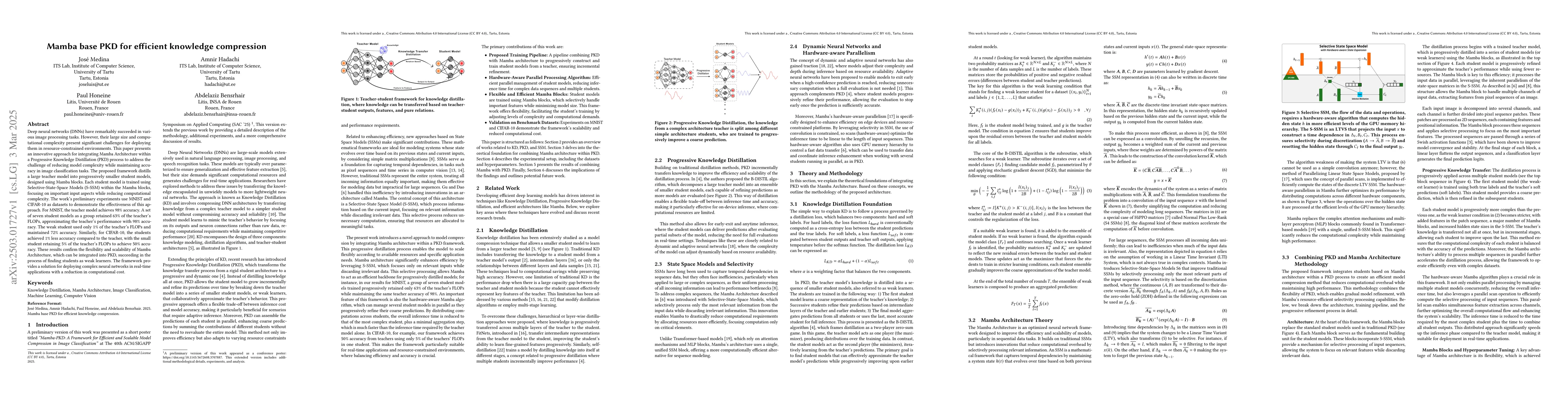 Thumbnail for Mamba base PKD for efficient knowledge compression